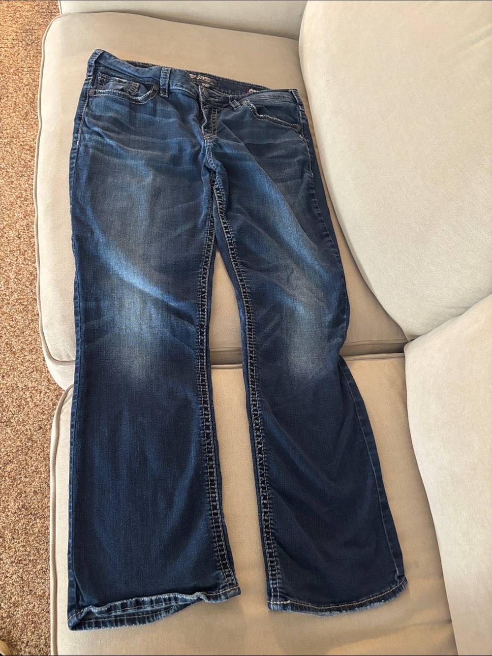 Silver Jeans Women's Flared Dark Blue Denim